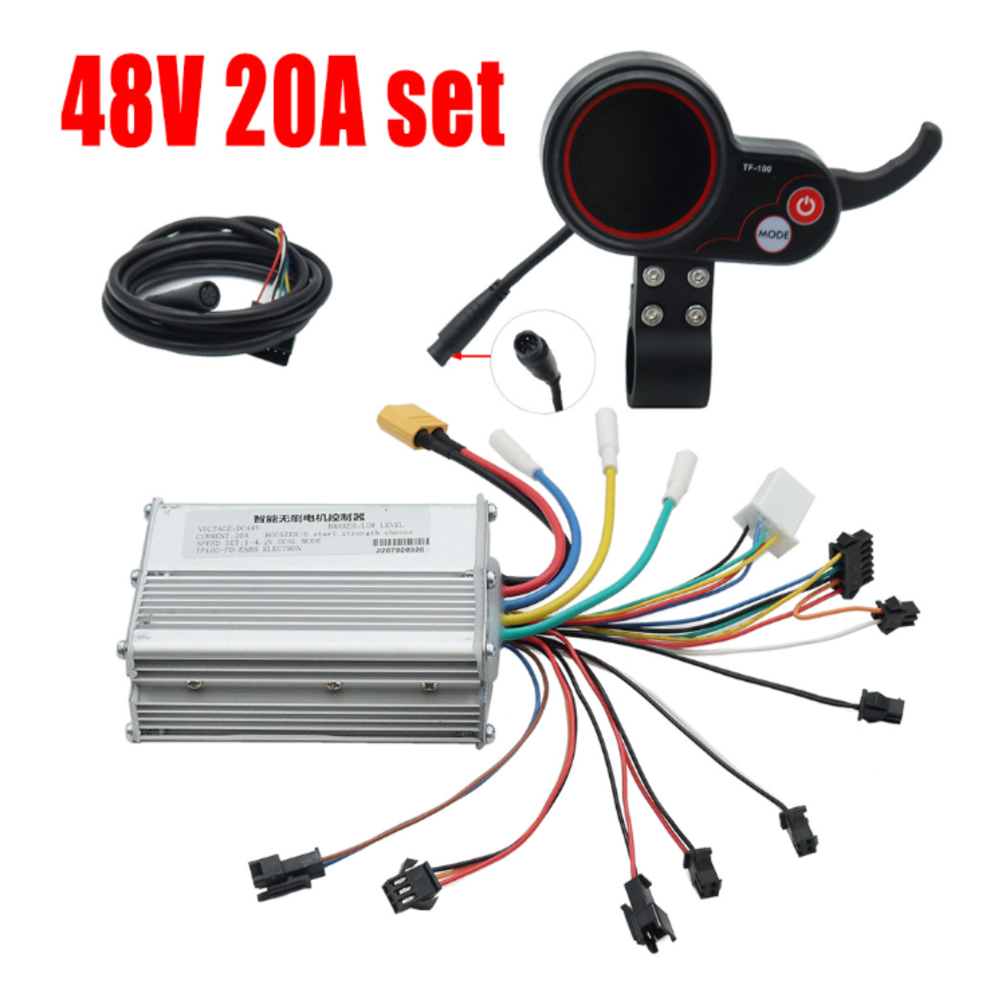 Kit controlador de pantalla TF-100 de 6 pines y cable de 48 V 20 Ah