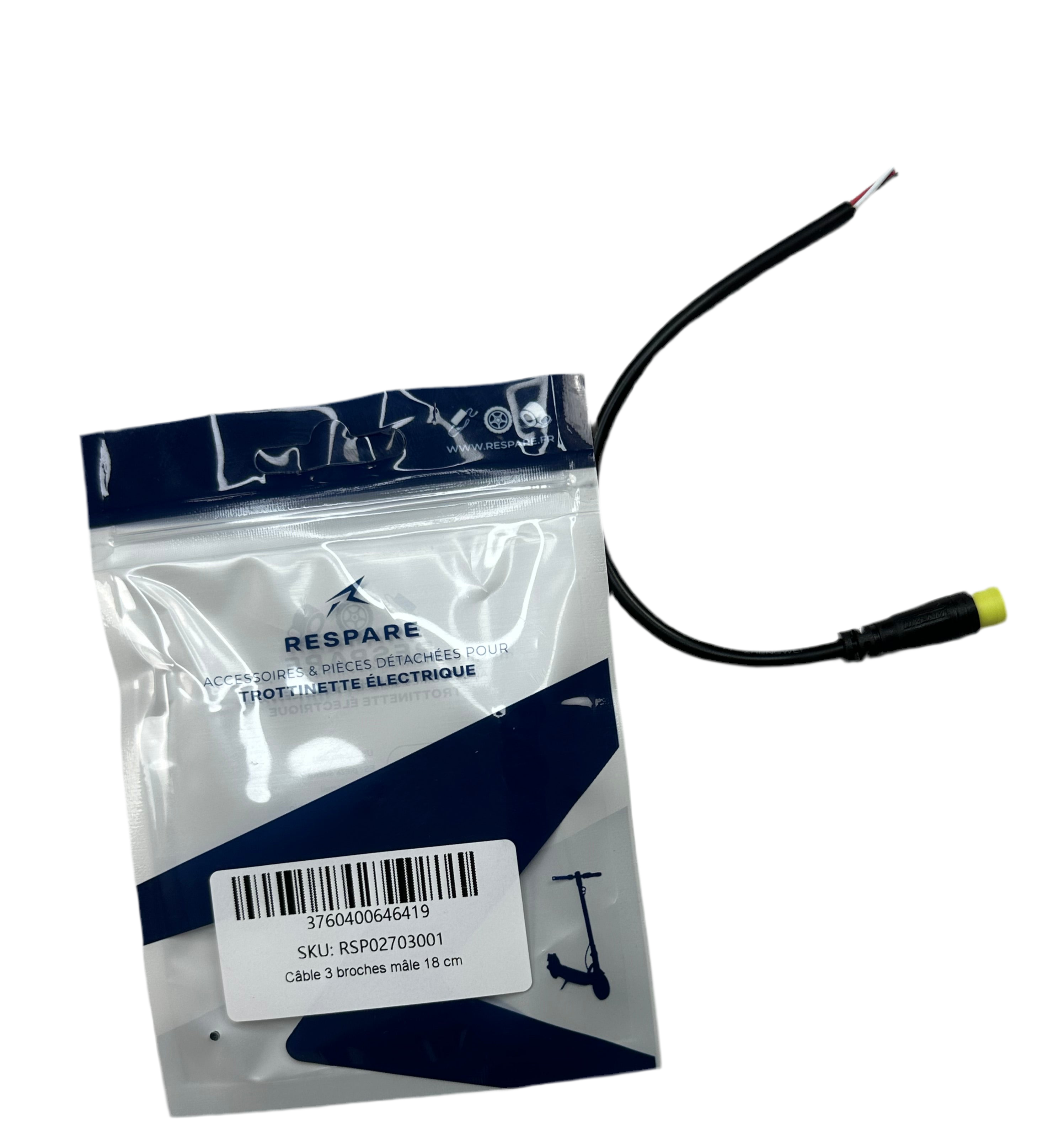 Cable macho de 3 pines de 18 cm